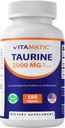 Vitamatic Taurine 2000mgベジタリアンタブレット、180カウント、非GMO、グルテンフリー