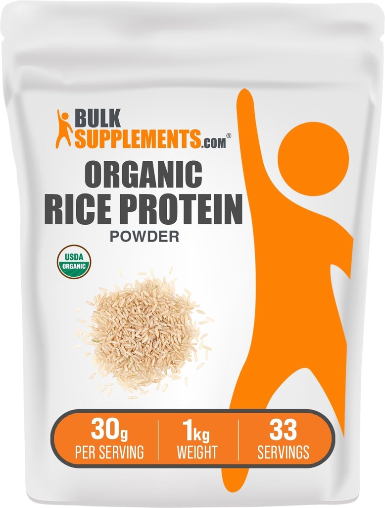 BulkSupplements.comオーガニックライスプロテインパウダー - ビーガン植物プロテイン、非風味 - ビーガン&グルテンフリー、30g / サービング、1kg(2.2ポンド)(パック1)