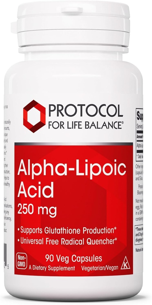 ライフバランスアルファリポ酸サプリメントのためのPROTOCOL - 600mg ALA - 酸化ストレスクエンナー、血流 & 心臓の健康 - コーシャ&酪農場無料 - 60ベジーカプセル