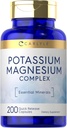 Carlyle Potassium Magnesium Supplement | 200 Count | Non-GMO & Gluten Free Complex