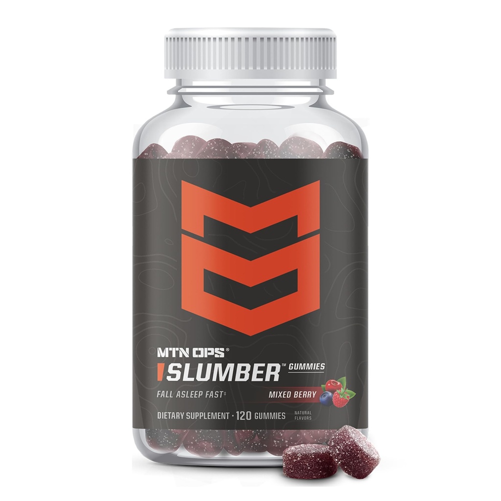 MTN OPS Slumber Sleep Gummies - 60 サービング、タルトチェリー1000mg、メラトニン2.5mg、カモミール、ナチュラルフレーバー、アメリカ製、ミックスベリー、ナイトタイムスリープエイド