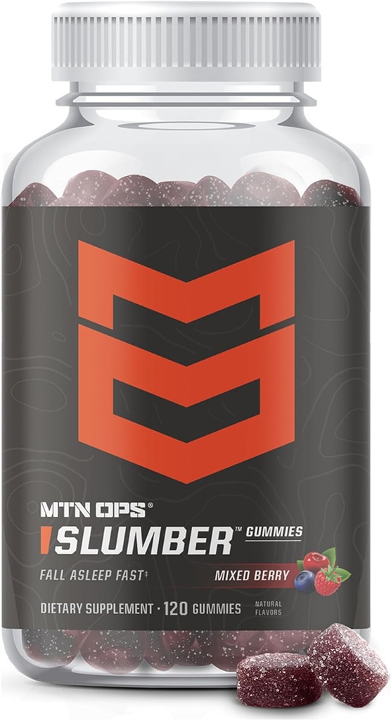 MTN OPS Slumber Sleep Gummies - 60 サービング、タルトチェリー1000mg、メラトニン2.5mg、カモミール、ナチュラルフレーバー、アメリカ製、ミックスベリー、ナイトタイムスリープエイド