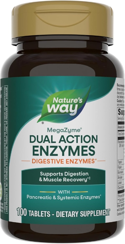 Nature's Way Mega-Zyme、Pancreatic&Systemic Enzymes*、過剰な行使と運動による時事のない筋肉の痛みを軽減* 消化器系サポート*、100錠(パッケージ5月Vary)