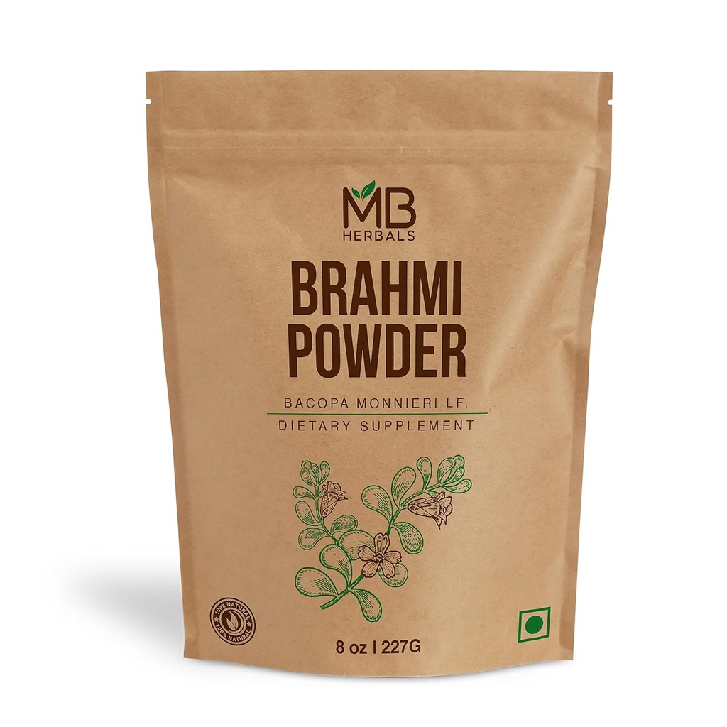 MB Herbals Pure Brahmi Powder 8 oz | 227g 0.5 lb | Bacopa Powder | Hair Care