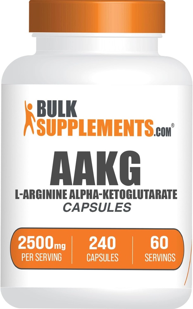 BulkSupplements.com AAKGカプセル - L-アルギニンサプリメント、ニトリ酸化物サプリメント - グルテンフリー、サービングあたり4カプセル、240カウント(パッケージ1)