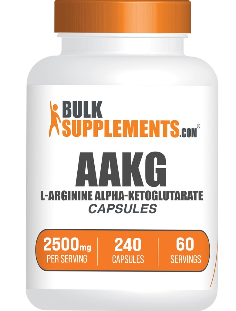 BulkSupplements.com AAKGカプセル - L-アルギニンサプリメント、ニトリ酸化物サプリメント - グルテンフリー、サービングあたり4カプセル、240カウント(パッケージ1)