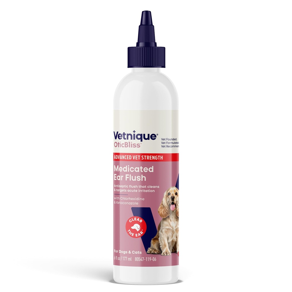 Vetnique Oticblissの高度の強さの薬用犬の耳の感染症の処置、猫及び犬の耳のクリーニングの解決のChlorhexidine及びKetoconazole (6ozのフラッシュ)のためのAntiseptic耳の洗剤