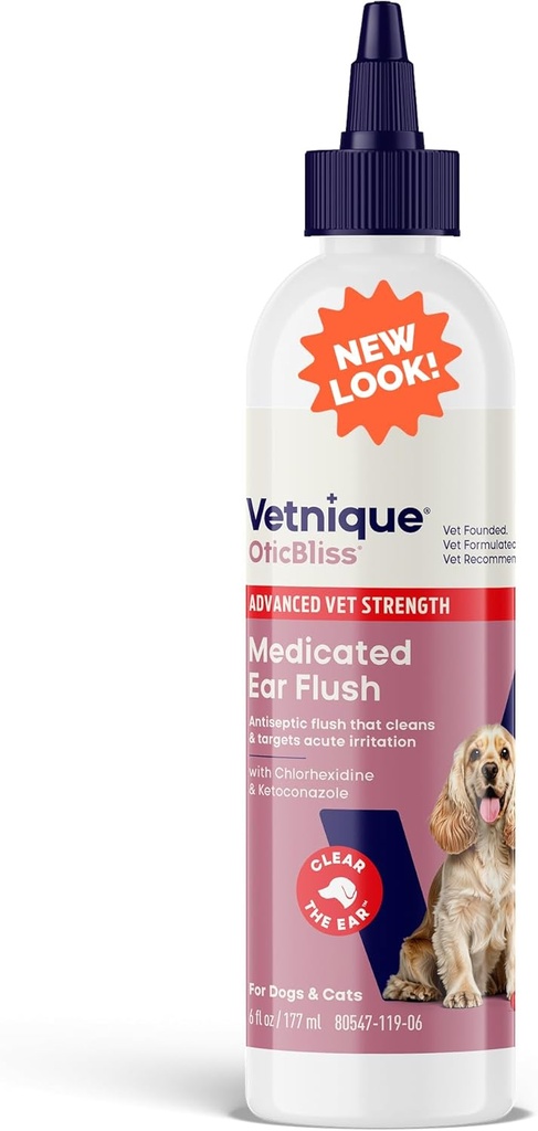 Vetnique Oticblissの高度の強さの薬用犬の耳の感染症の処置、猫及び犬の耳のクリーニングの解決のChlorhexidine及びKetoconazole (6ozのフラッシュ)のためのAntiseptic耳の洗剤