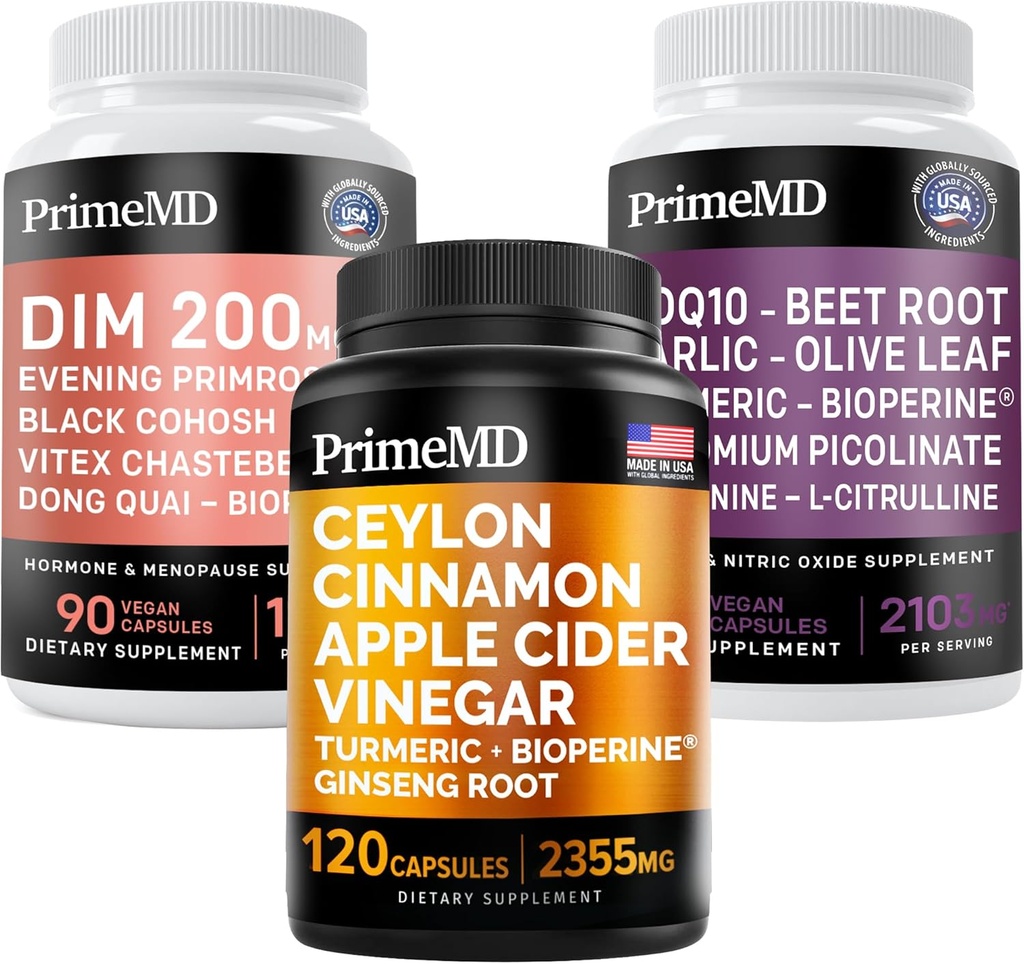 セイロンシナモン (1pk), ニトリオキサイド (1pk), とメノポーズサポート (1pk) サプリメントバンドル - 心のための強力なビタミン, 代謝, ホルモン, & 免疫サポート - 非GMO, ビーガン, グルテンフリー