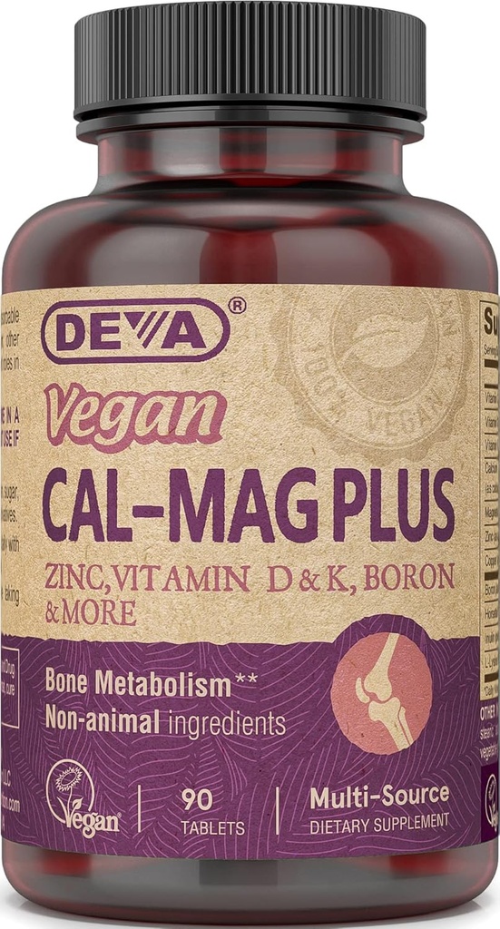 DEVA Vegan Calcium Magnesium Supplement, Plus Zinc, Vitamins C, D & K, Boron, 90 Tablets