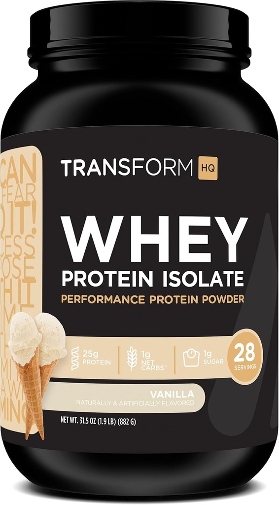 TransformHQ Whey Protein Isolate 28 Servings (Vanilla) - Perform - Gluten Free, Non-GMO
