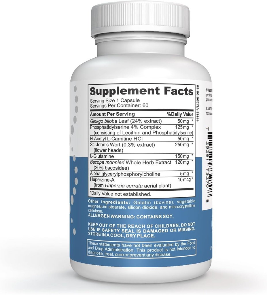 高度なメモリフォーミュラエクストリームブレインブースター, 記憶のための脳サプリメント, フォーカスとメンタルパフォーマンス, より良い脳の健康のための記憶ビタミン 180 カプセル (3 パック)