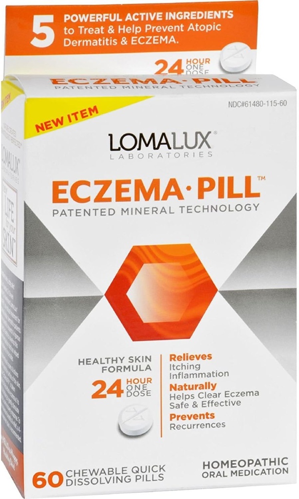 Loma Lux Laboratories Acne Eczema - chewable - クイックDissolving - 60 カウント - グルテン 無料 - Yeast Free-Wheat 無料