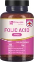 Folic Acid Tablets 400 mcg - 400 Vegan Vitamin B9 Tablets | 13 Month Supply | Vitamin B9 Pregnancy Care | Normal Function of Immune System & Maternal Tissue Growth During Pregnancy | UK Made – Prowise