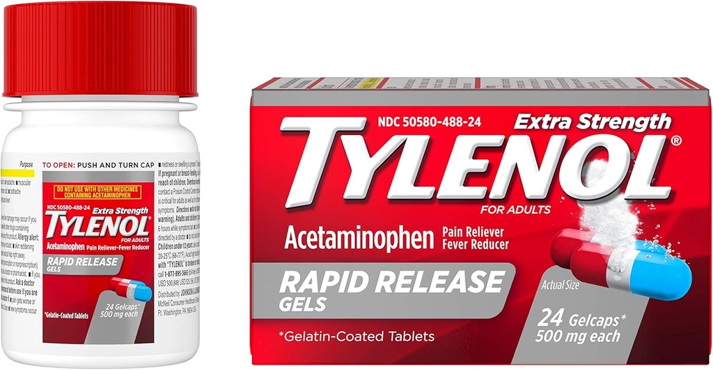 Tylenolの余分強さのアセトアミノフェンの急速な解放のゲル、苦痛Reliever及び変化の減力剤、24のct