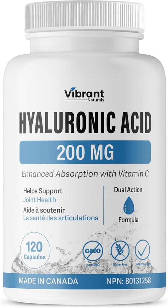 Hyaluronic酸の補足200mg - ビタミンC 100mg、接合箇所及び皮の健康、非GMO発酵、グルテンフリーの第三者は、生物利用できる方式をテストしました