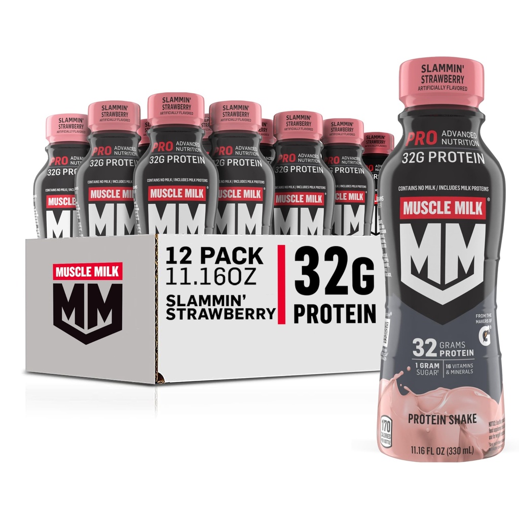 筋肉ミルクのプロ高度の栄養物の蛋白質の揺れ、Slamminのいちご、11.16 Fl Oz (12のパック)、32g蛋白質、1g砂糖、16のビタミン及び鉱物、5g繊維