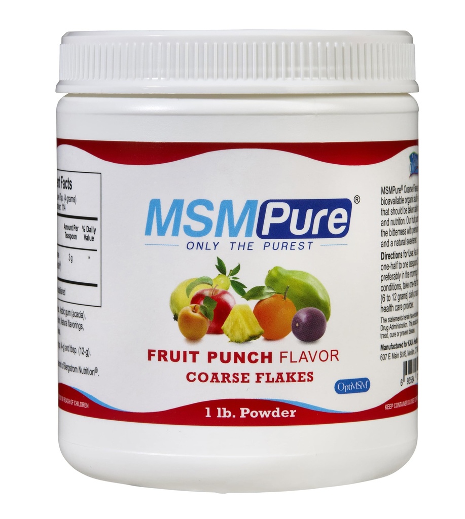 KALAの健康MSMPureフルーツパンチ風味の粗いMSMパウダーフレーク - 共同柔軟性、皮膚外観、髪&ネイルサポートのための有機硫黄 - 1ポンド、米国製、蒸留結晶