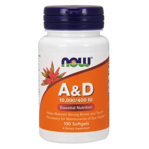 NOWの補足、ビタミンA及びD 10,000/400 IUの目の健康*の必要な栄養物、100 Softgels