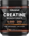 NatureBell Creatine Monohydrate Powder 1,000g, 5,000mg/サービング | Micronized, Pure & Unflavored | Pre-Workout Muscle Support | Keto, ヴィーガン, フィラーフリー | 200 サービング (2.2 lb)
