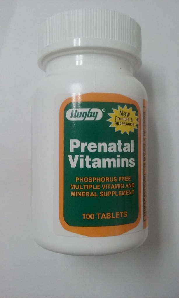 Rugby Prenatal Vitamins, 100 Tablets Per Bottle