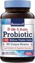 Bonawell Probiotics 120億CFU 32は、プレバイオティクス、Gut Healthのための消化酵素、毎日プロバイオティック、3イン1、シェルフテーブル、遅延リース、30ベジギーキャップと緊張します