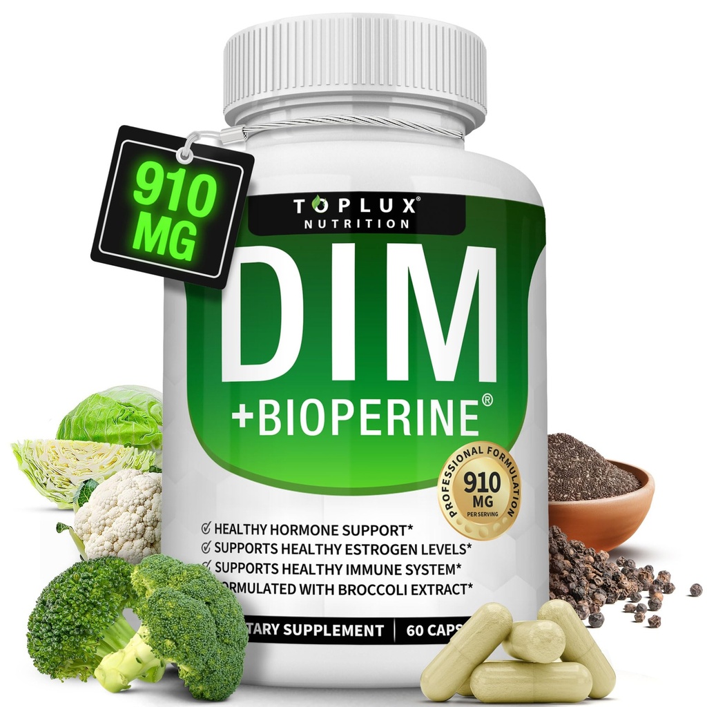 Dimの補足910のmgのプラスのBioPerineの複合体-ホルモンのバランスおよびエストロゲンのMetabolismを支えるDiindolylmethane、MenopauseのアクネPCOSのよりよい皮のボディービルを、人女性、60のカプセルのための助け