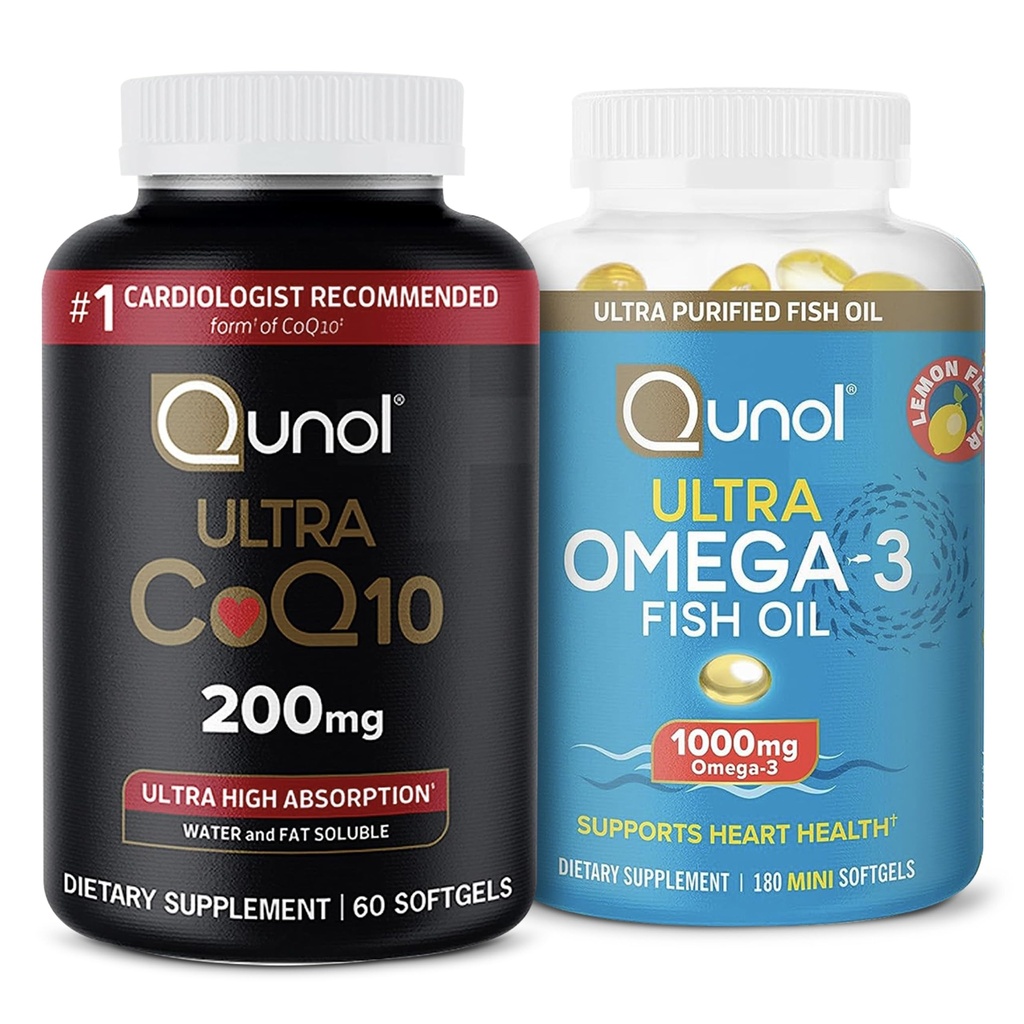 Qunol CoQ10 100mgのSoftgels、3Xのよりよい吸収、4か月の供給、120の計算+魚油Omega 3小型Softgels、1000mg Omega 3 EPA + DHA、3か月の供給、180の計算