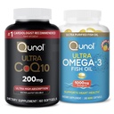 Qunol CoQ10 100mgのSoftgels、3Xのよりよい吸収、4か月の供給、120の計算+魚油Omega 3小型Softgels、1000mg Omega 3 EPA + DHA、3か月の供給、180の計算