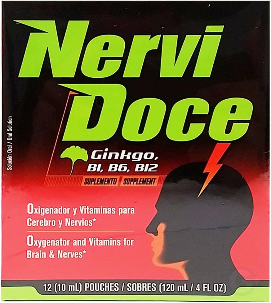 Nervidoce Multivitamin 12 Count Pouches - with Ginkgo Biloba and B Complex