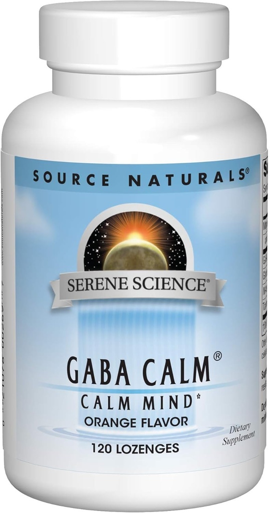 源のNaturalsのSereneの科学GABA Calm 125mgのオレンジ味の補足の自然なサポート-加えられたマグネシウム、Glycine、N-Acetyl Lチロシン、Taurine及び多く- 120 Lozengesを使って