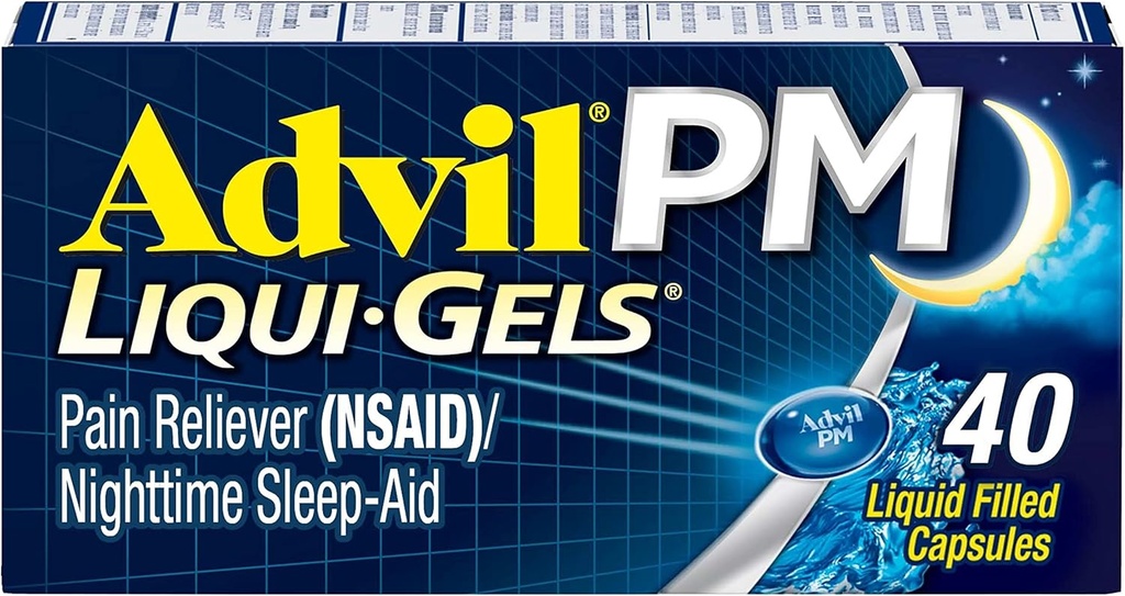 Advil PMの痛みのRelieverおよび夜間の睡眠の援助、痛みの軽減のためのIbuprofenの痛みの薬および睡眠の援助のためのDiphenhydramineのクエン酸塩- 40の上塗を施してある小冊子