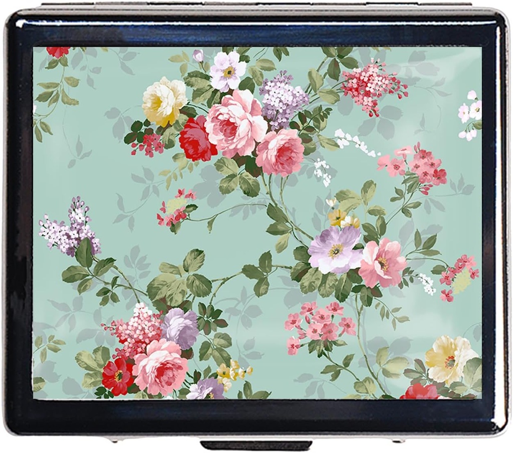 銀製のビンテージ ピル ボックス 7 日 メタル ピル ボックスと ミラーと 8 コンパートメント キュート トラベル ピル オルガナイザー for 財布 (ヴィンテージ フローラル)