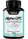 アルファGPCのコリンの補足600mg、99%+ 高度に浄化され、高バイオ利用できる源のコリン、180の野菜のカプセル、認知の強化者の向知性、サポート記憶及び頭脳機能、ブーストの焦点及び気分