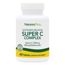 NaturesPlusスーパーCコンプレックス、サステンドリリース - 60錠 - 1000mgビタミンC + 500mgバイオフラボノイド - ベジタリアン、グルテンフリー - 60便