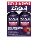 ZzzQuilの液体の最高の強さの痛みのReliever、夜間睡眠の援助の液体、アセトアミノフェン1000mg、Diphenhydramine 50mg HCIの非習慣の形成、黒いチェリーの味付けされた、2のパック、24のFLのOZ