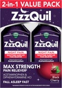 ZzzQuilの液体の最高の強さの痛みのReliever、夜間睡眠の援助の液体、アセトアミノフェン1000mg、Diphenhydramine 50mg HCIの非習慣の形成、黒いチェリーの味付けされた、2のパック、24のFLのOZ