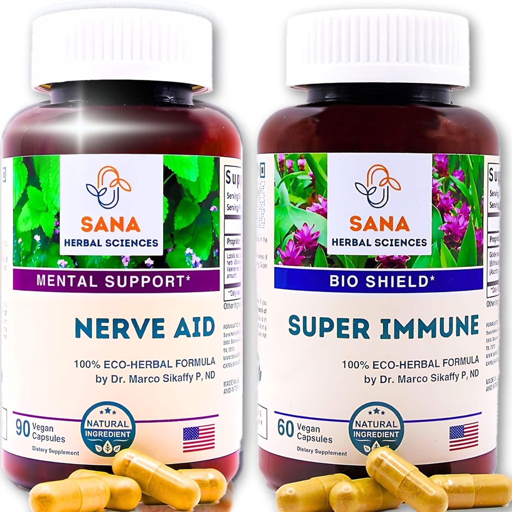 Natural Sleep Aid & Immunity Boost | 10 Organic Herbs | with Valerian Root, Immune Support with Echinacea & Vitamin C | 1350 mg of Herbs per Serving | by Sana Herbal