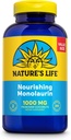 Nature's Life Monolaurin 1000mg、Natural Raw Coconut、Immende Support Supplement、Gut Health、 Balanced Gut Flora、60日間保証、125サービング、250ベジタリアンカプセル