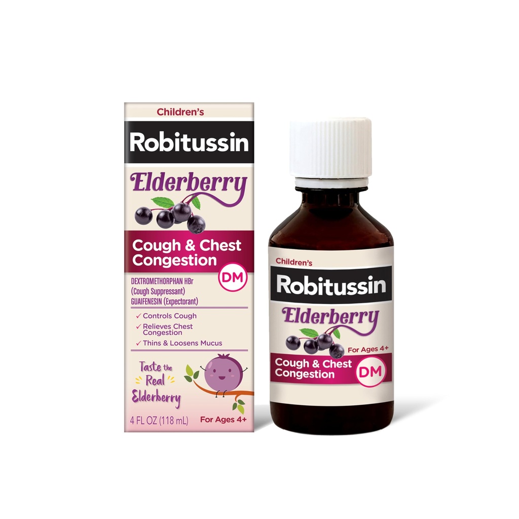 Robitussinのエルダーベリーの咳+箱の混雑DMの子供の咳の薬、箱の混雑の救助および咳のシロップ- 4つのFのOz
