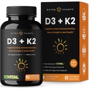 NutraChamps D3 with K2 MK7 心と骨の健康のためのサプリメント | ビタミンD&Kコンプレックス | ビタミンD3の5000 IU & ビタミンK2 MK-7の100 mcg | 60 ビタミンK2 D3カプセル