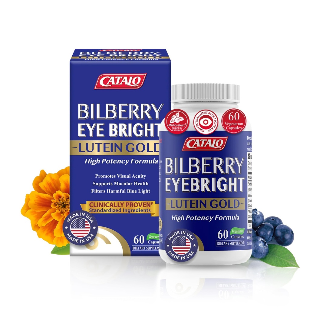 Bilberry Eyebright Extract Gold - ファティグ&ブルーリービジョン用 - アイビタミンBilberry LuteinとZeaxanthinは、目の明快さのためのサプリメント - ハラール - 60カプセル