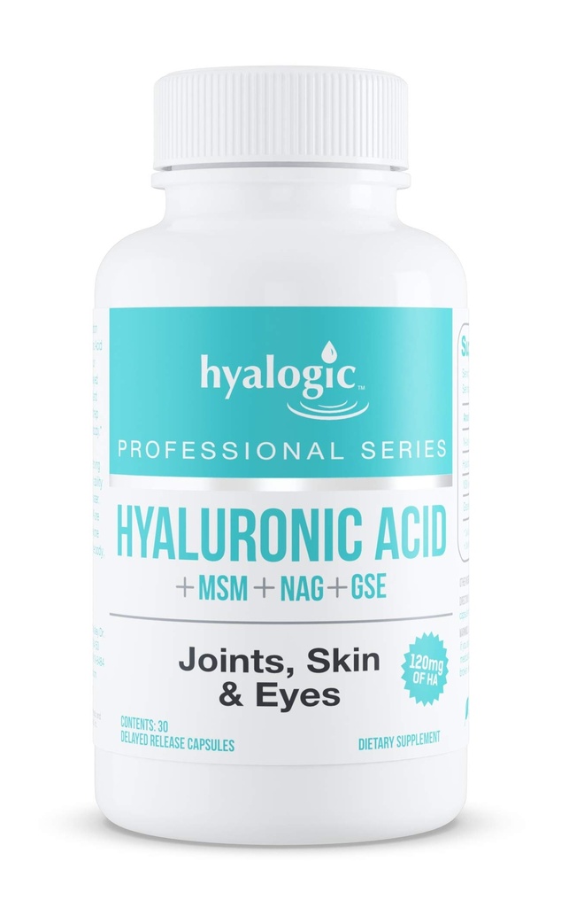 Hyalogic Hyaluronicの酸は解放のカプセルを遅らせました | Comboの方式w/Glucosamine MSM | サポート健康な接合箇所、目および皮および全面的なボディ | 健康な皮を促進して下さい | 120のmg | Non-GMO (30計算)