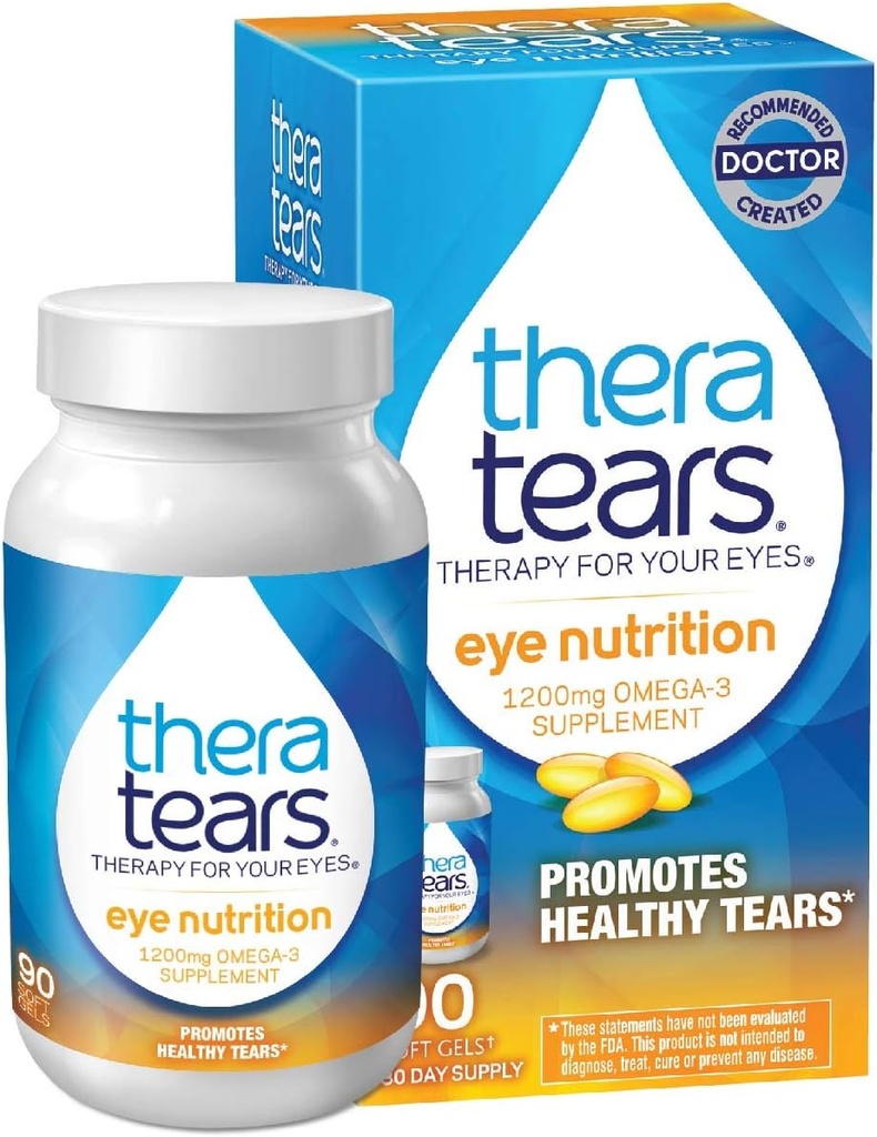 TheraTears 1200mgのオメガ3は目の栄養物、有機によって亜麻仁されたトリグリセリドの魚油およびビタミンE、90の計算のための補います