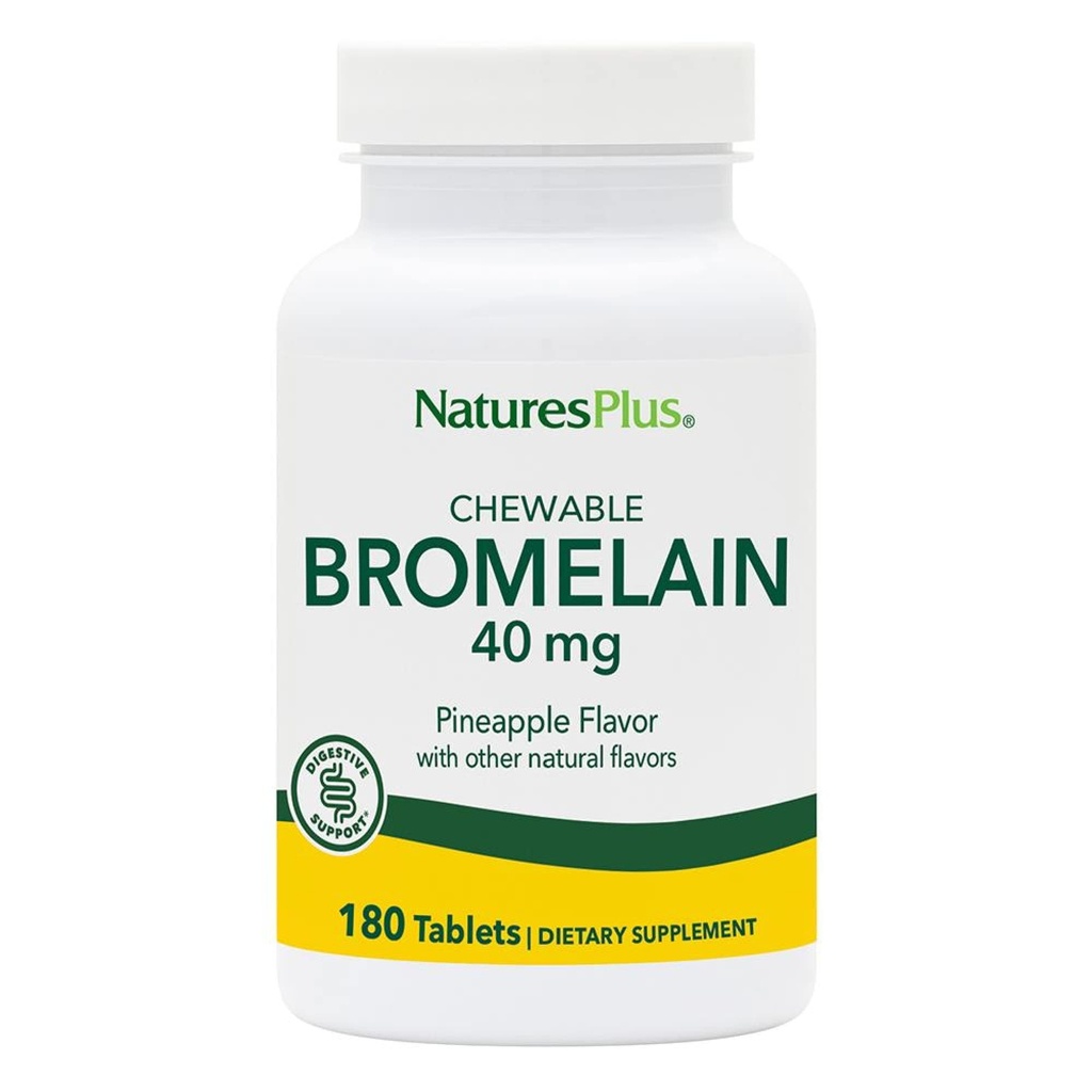 Natures Plus Chewable Bromelain - 40 mg - ナチュラルプロテオリン系酵素サプリメント - 180Chewable錠(180サービング)