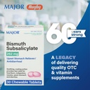 MAJORビスマスSubsalicylate 262mg Chewables - ハートバーン、消化不良、吐き気、DiarrheaおよびUpsetの胃の救助-Antidiarrheal - 30のChewableタブレットを提供して下さい