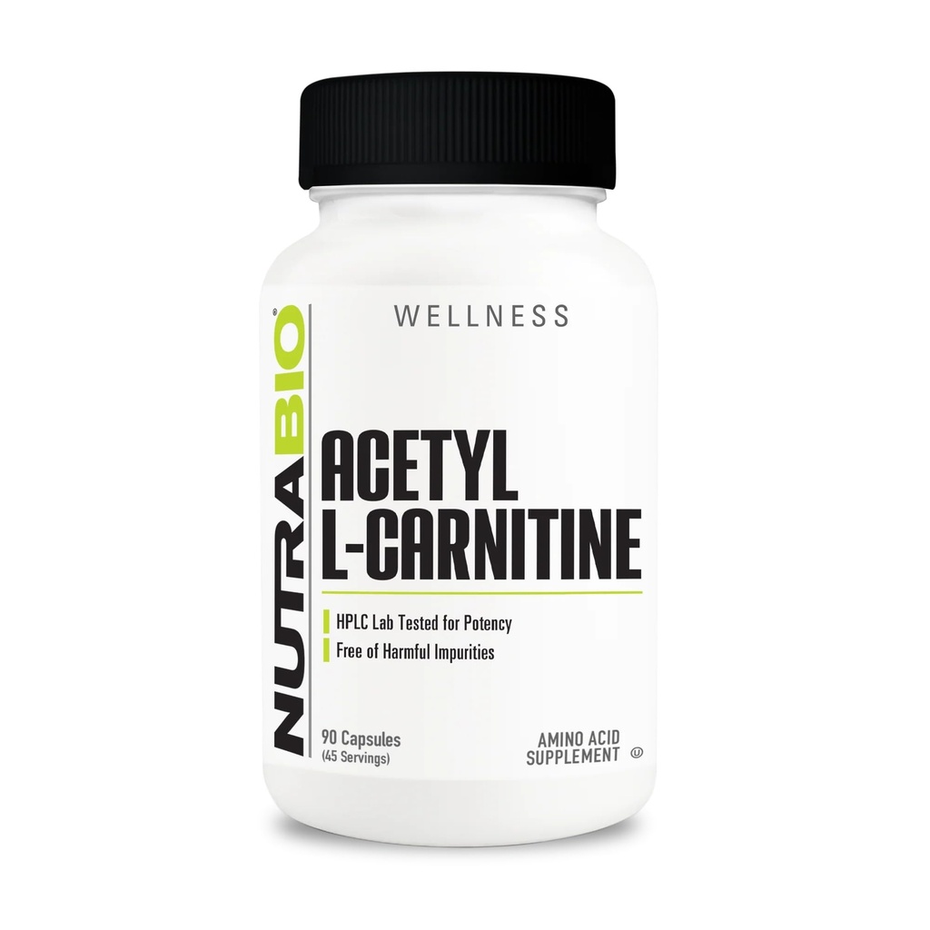 NutraBioアセチルL-カルニチン(ALCAR)サプリメント、500mg - サポート自然エネルギー生産、メタボリック管理、および全体的な健康、90カプセル