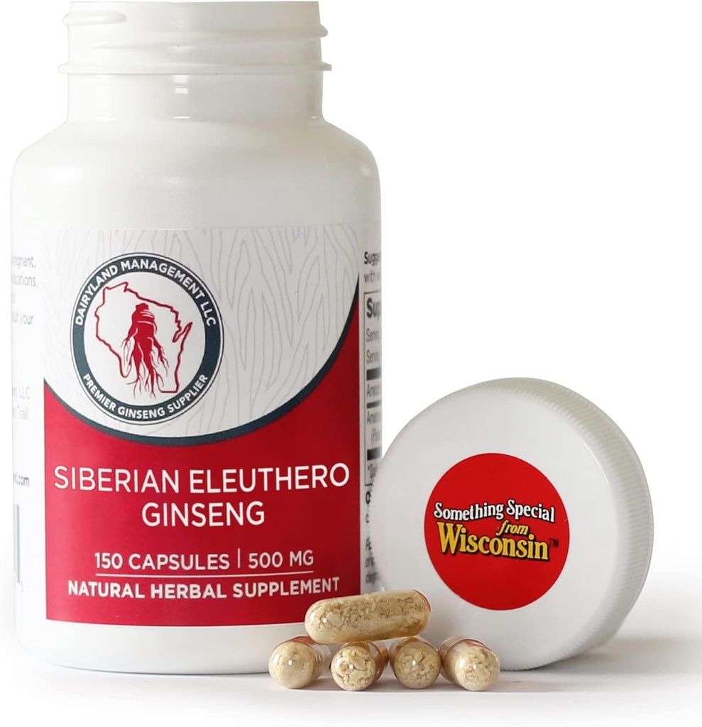 Dairyland Ginseng - Siberian Eleuthero Root Capsules - 150 ct - Authentic Siberian Ginseng - Utilize as Part of Your Daily Herbal Supplement Routine - Gluten Free & Non-GMO