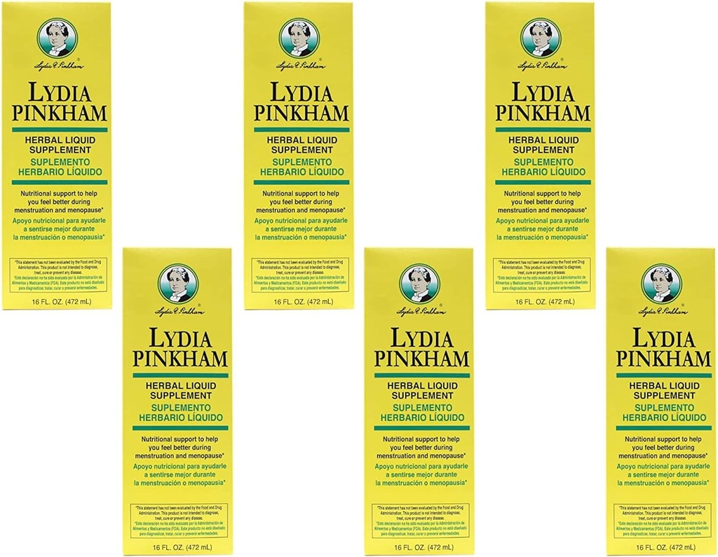 Lydia Pinkham Herbal Liquid Supplement 16 oz (Pack of 6)
