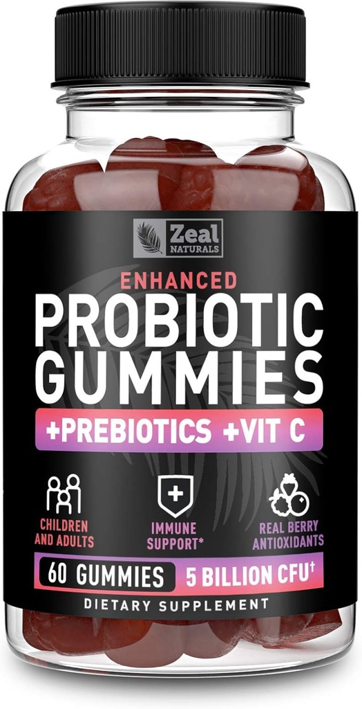 大人と子供のためのプロバイオティックグミー(60カウント  5億CFU)w / Organic Berry Antioxidants & Vitamin C for Immune Support and Digestion gummy- Prebiotics and Probiotics for Women Gummies